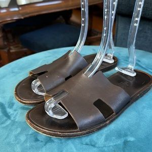 Hermes brown slides sandal